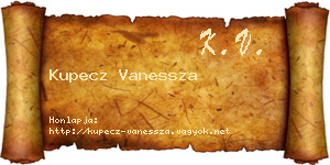 Kupecz Vanessza névjegykártya